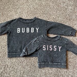 Little Bipsy Charcoal Bubby & Sissy Sweatshirt Set